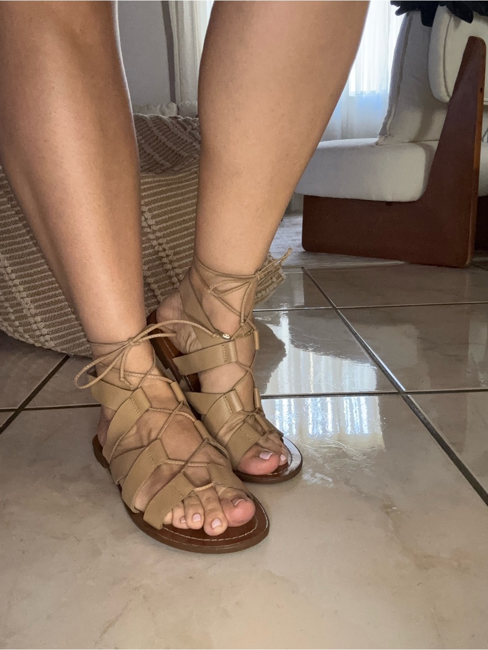 kate spade Tan Lace-Up Gladiator Sandals